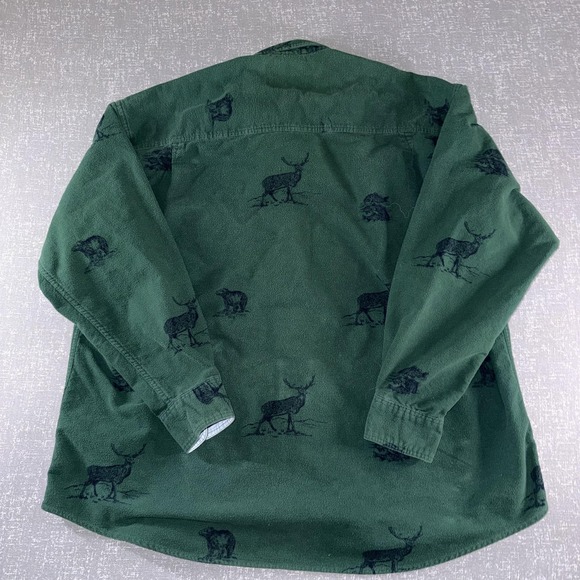 Vintage Gant Rough Weather Shirt Mens XL Green Blanket Chamois Hunting Deer Bear - Picture 9 of 9